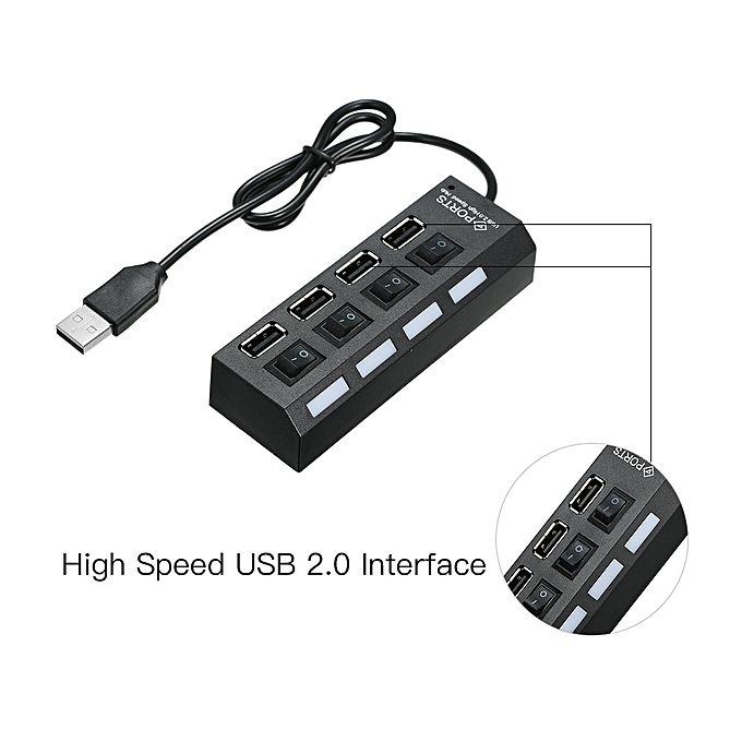 Treqa USB 4 Ports To USB 2.0 Hub With Switch