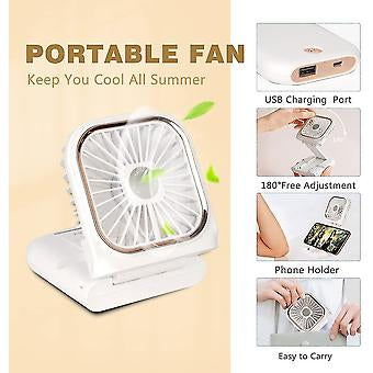 Portable Mini Fan Small Battery Operated Fan 5 In 1 As Power Bank,phone Holder,handheld Fan,desk Fan, Usb Rechargeable Personal Hand Fans,3000mah battery.