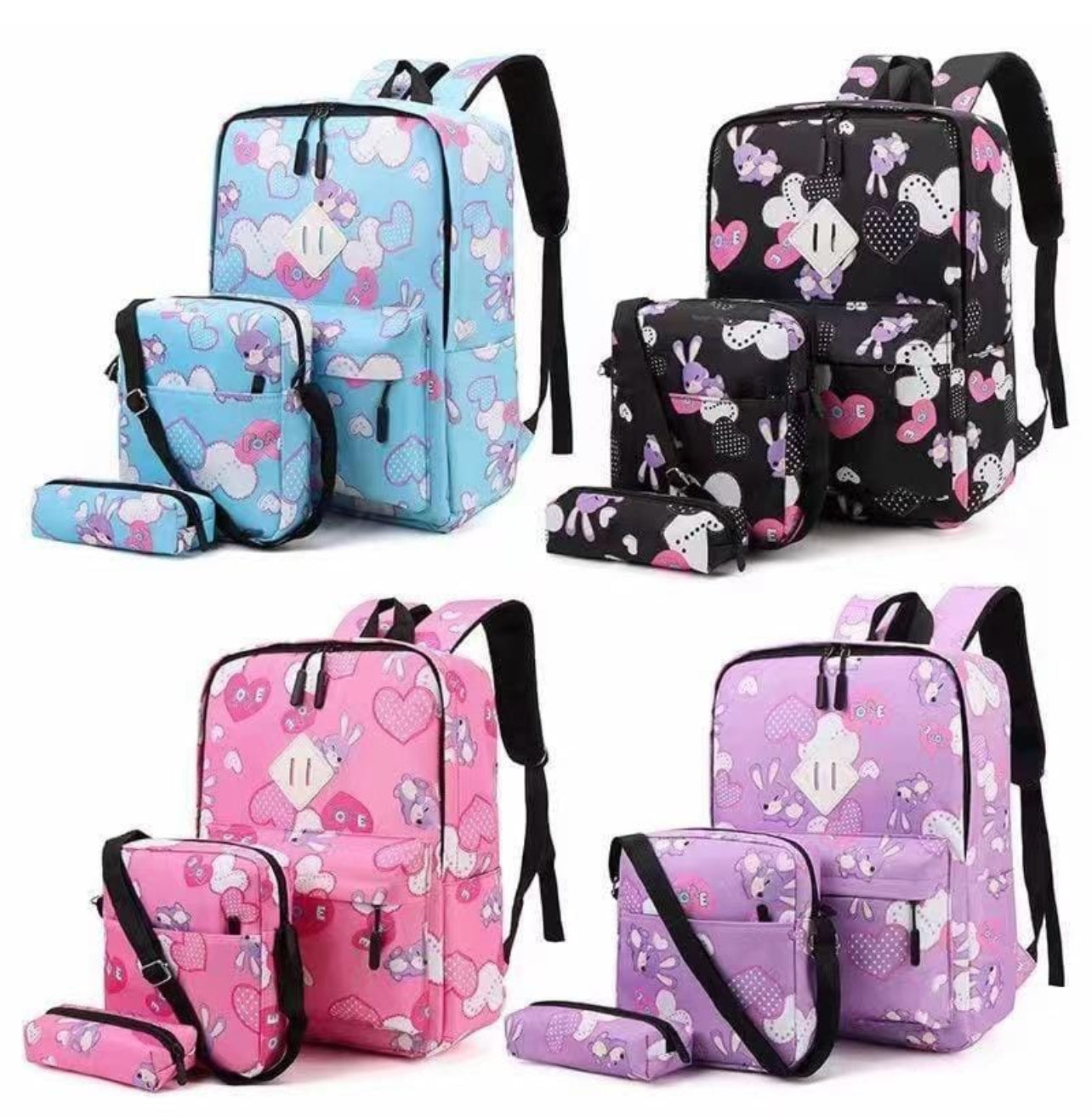 3Pcs Set Large Girls School Bag Backpack Girls Boys School Bag Pencil Bag