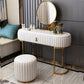 Modern Luxury Dressing Table Marble Top Steel Legs Console Table With Mirror And Stool