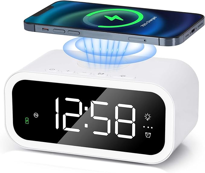 Clock-Night Light With Wireless Charging