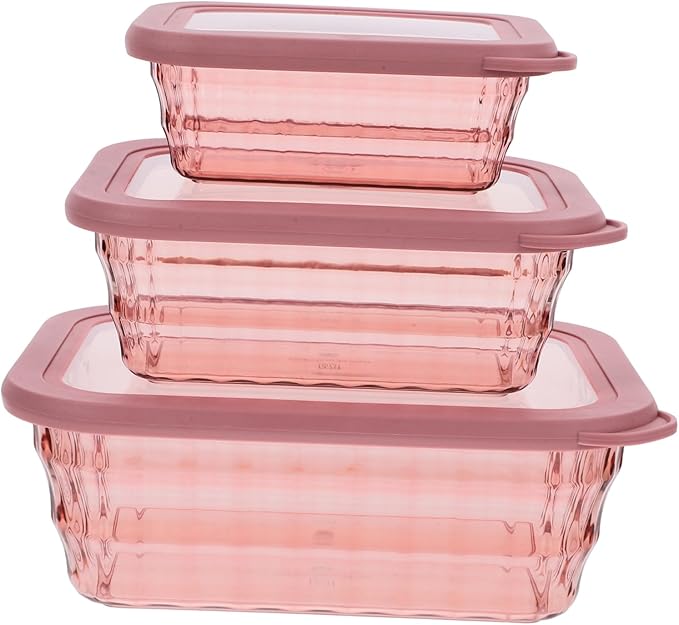 Fridge Container Set of 3 With Lids And Handles