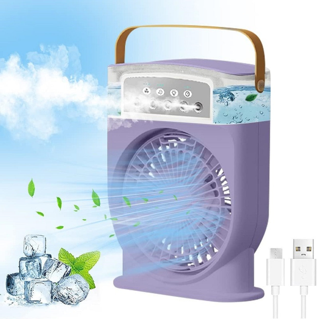 Portable Air Conditioner Fan, Mini Evaporative Air Cooler with 7 Colors LED