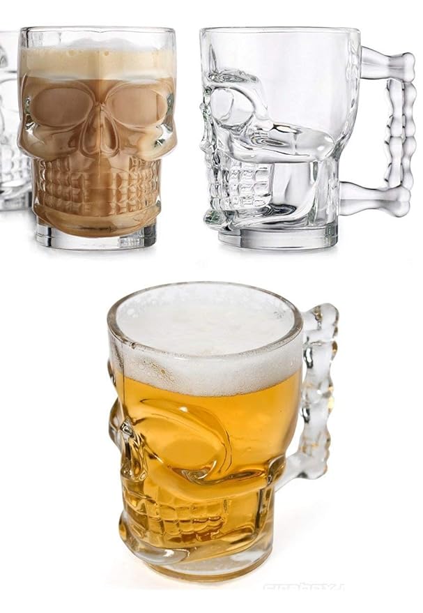 6Pcs Skull Face Beer Glass Mug with Handles