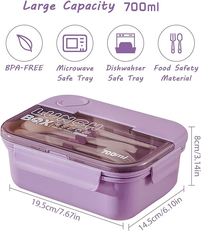 Lunch Box with Airtight Lid Leak-proof Spoon & Fork