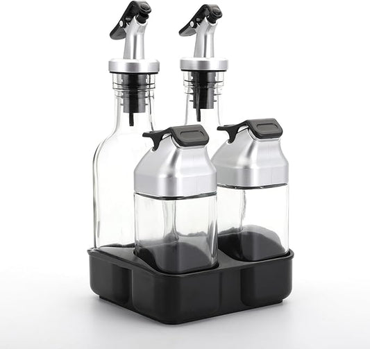 5 PCS Oil Dispenser & Salt/ Pepper Shaker Set With Holder