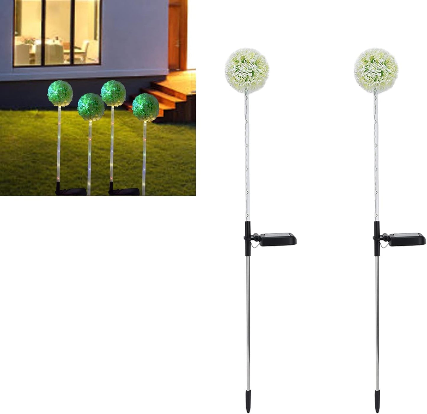 2Pcs Solar  Outdoor Garden Dandelion Lights