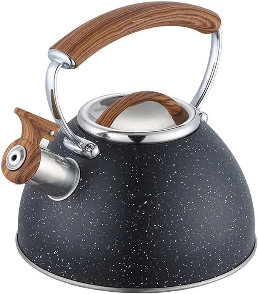 2.5L Black Whistling Kettle with Wooden Handle