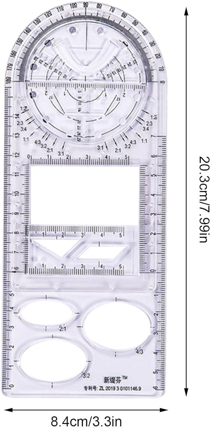 Plastic Multifunctional Drawing Ruler