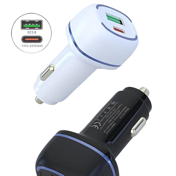 2 Port Car Charger - USB and Type C