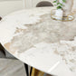 Windsor Round White And Gold Marble Dining Table Set And 4  Dining Chairs