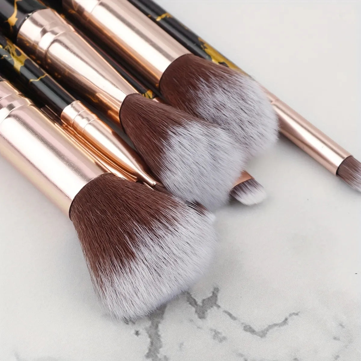 8pcs Marble Makeup Brush Set With  Iron Storage Box, Portable Soft Hair Makeup Brush Set Powder Brush Contour Brush Eyeshadow Brush Highlighter Brush Eyebrow Brush Beauty Makeup Tool