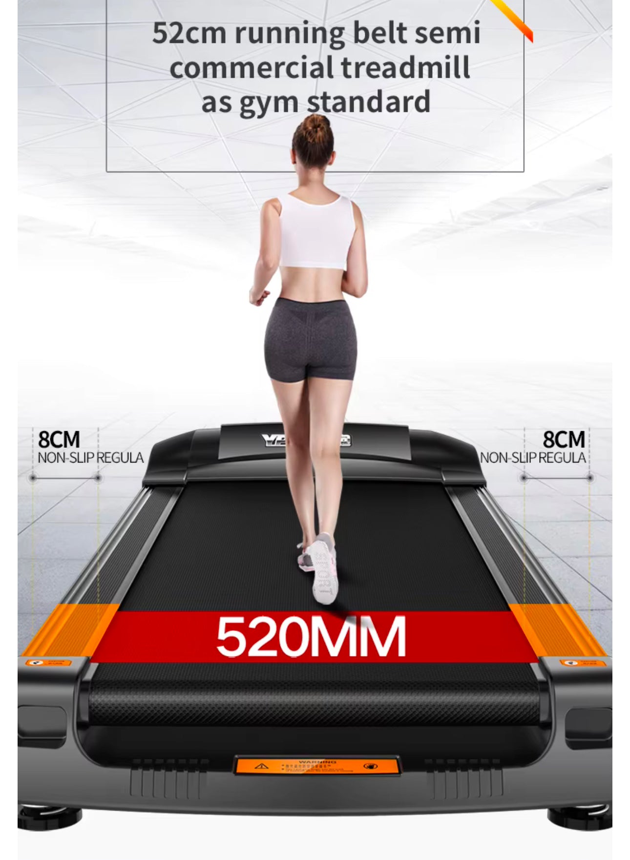 PRO-SPORTZ 8008 (F88)Digital Treadmill Exercise Fitness Machine 150KG Semi Commercial Treadmill With Kinomaps, Swift & Yfit Apps. 7” TFT Screen & Bluetooth.