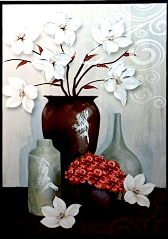 White Flowers in Pots Decorative Canvas Painting 70x50cm