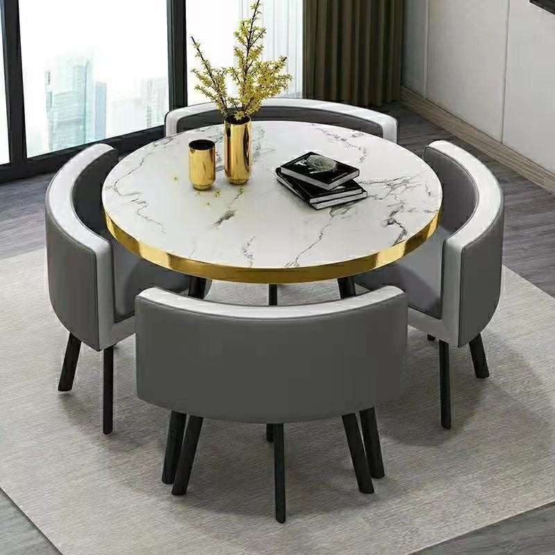 Modern Marble Top (MDF)Dining Table and Chairs Set 5pc - PreOder Sales Now Open