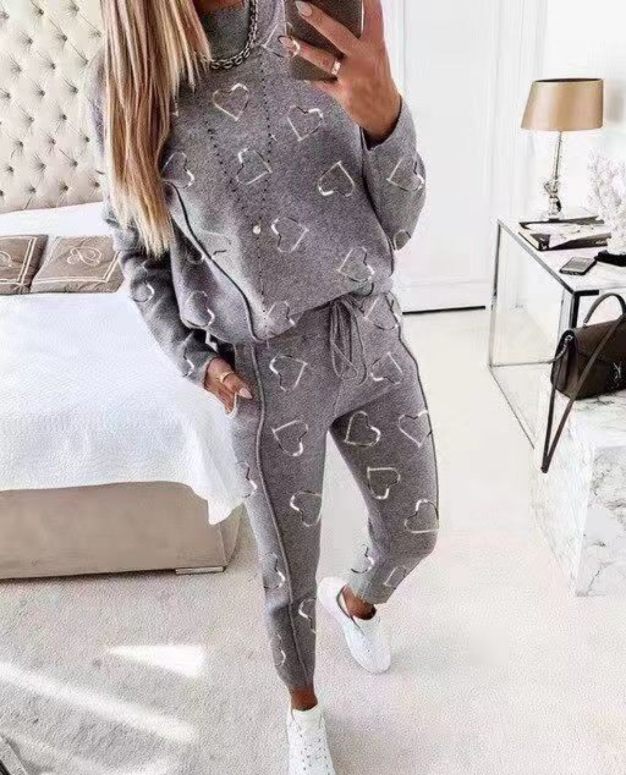 New sports suit women's star print top + pants suit casual fashion trend two-piece suit