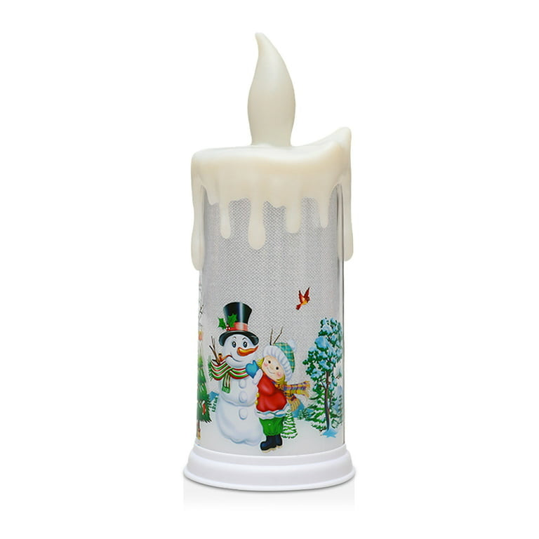 Candle Light Christmas Atmosphere Decoration LED Tea Light Fireless Flameless Battery Operated Plastic Lamp, Snowman