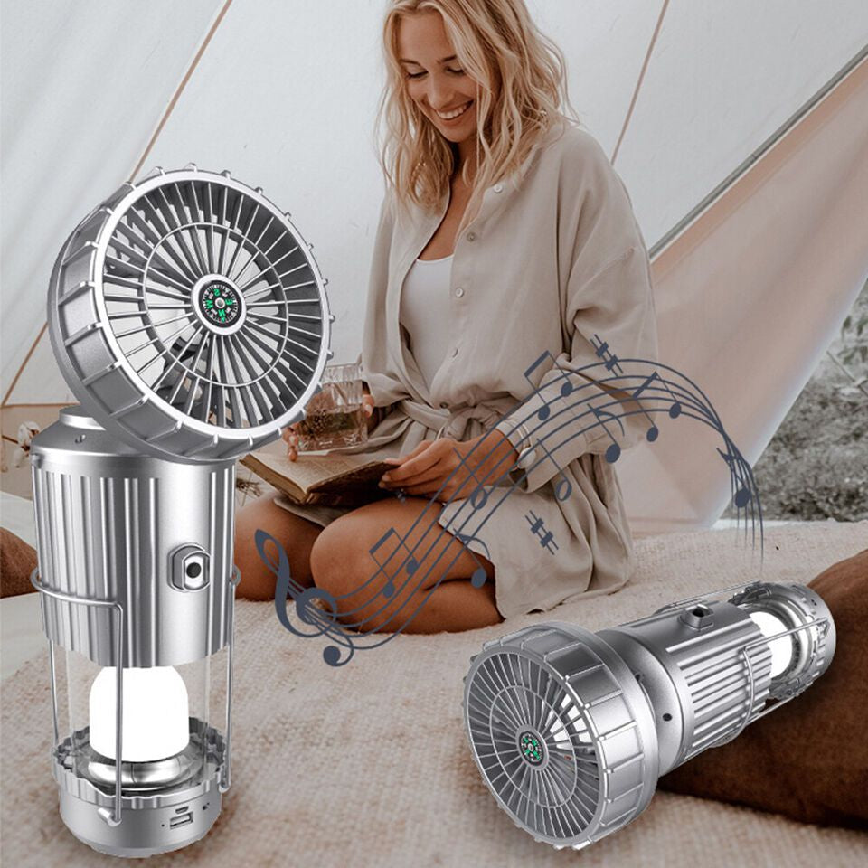 Solar Rechargeable Lantern with Fan ,Speaker and Power Bank