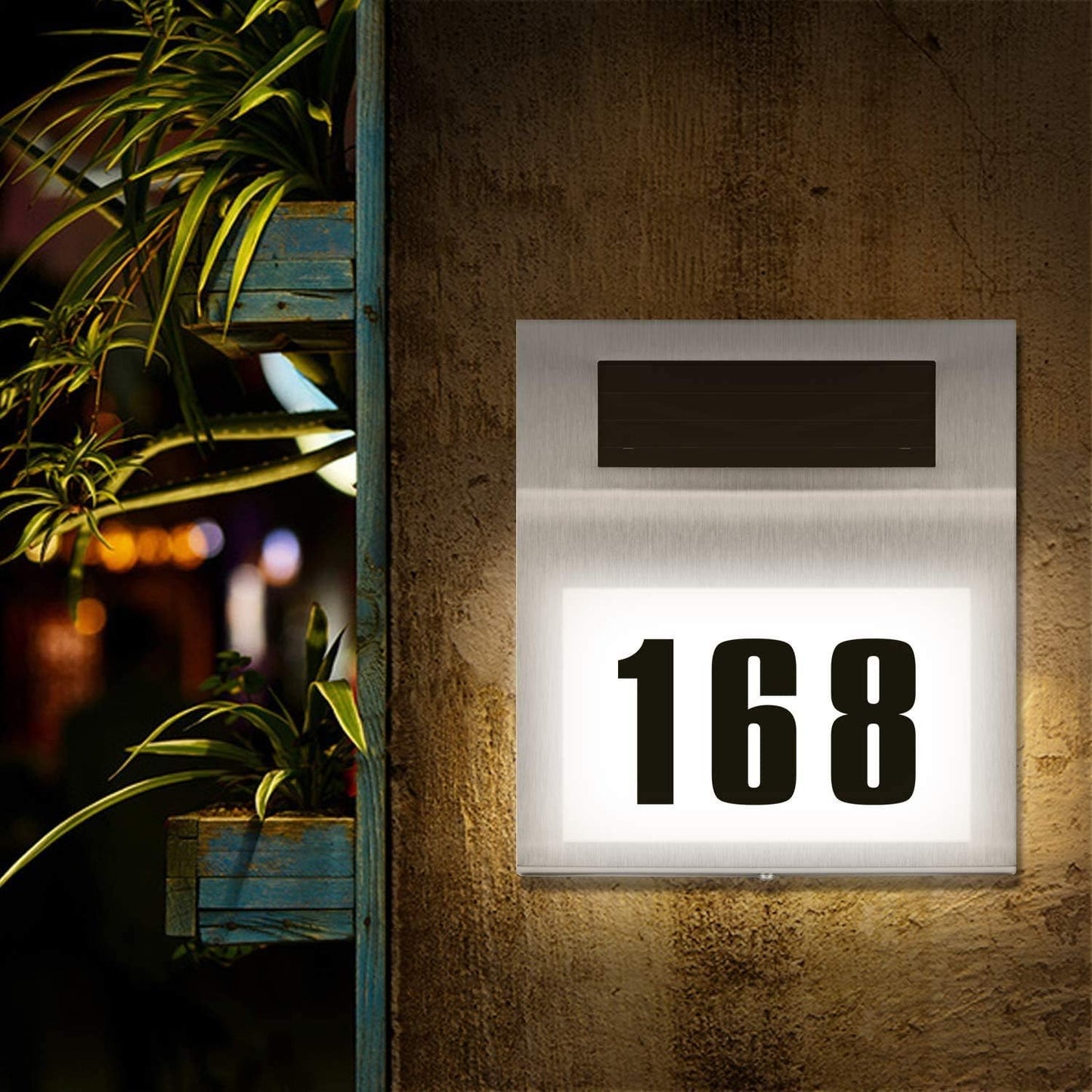 Stainless Steel Solar Powered House Number Sign