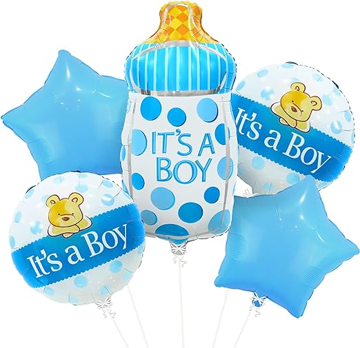 Baby Boy Balloons - 30 Inch, Pack of 5 It's A Boy Balloon Set