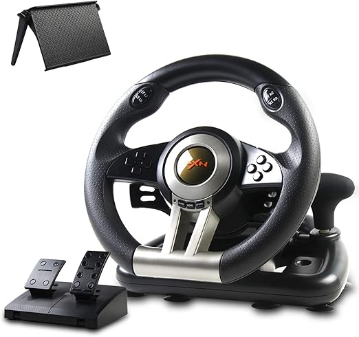 Competition Racing Steering Wheel with Universal USB Port and with Pedal