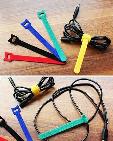 6Pcs Multicolour Hook and Loop Cable Ties