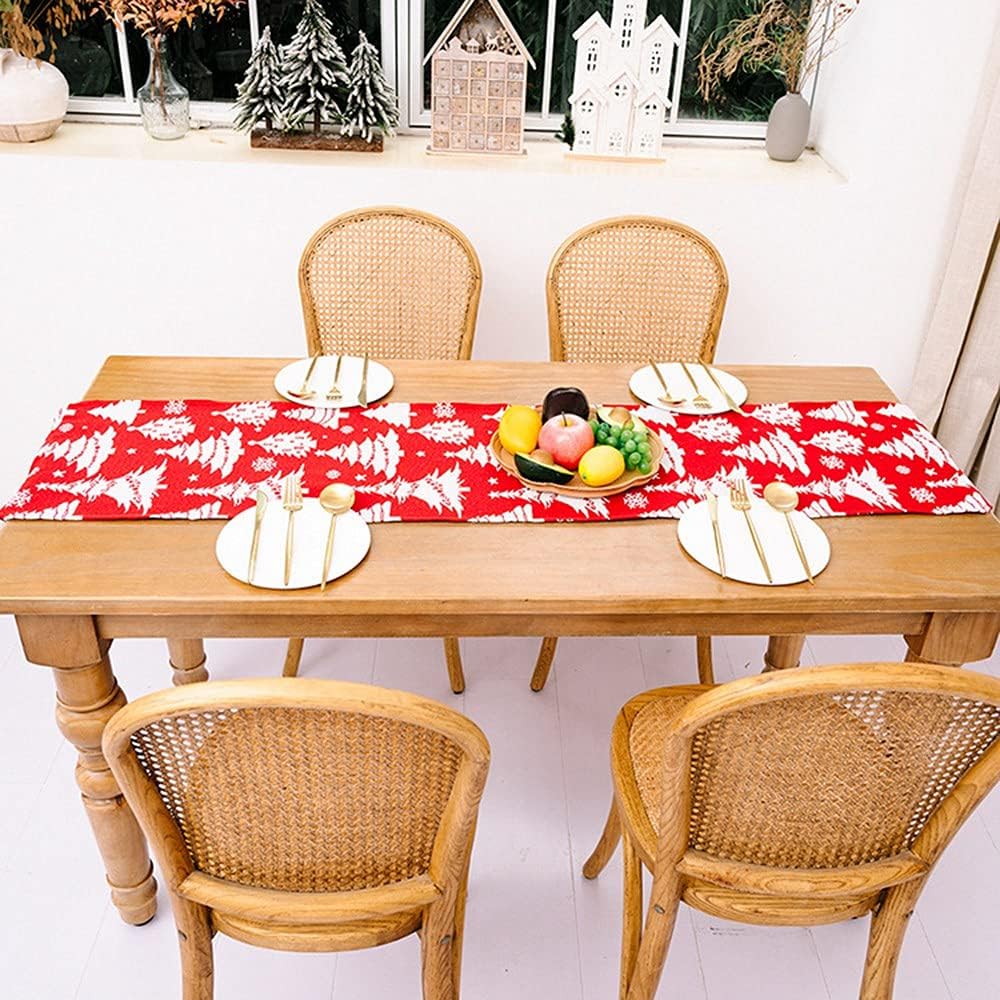 Christmas Table Runner - Table Runners for Dining Room, Snowflake Dining Cloth for Xmas Table Decorations