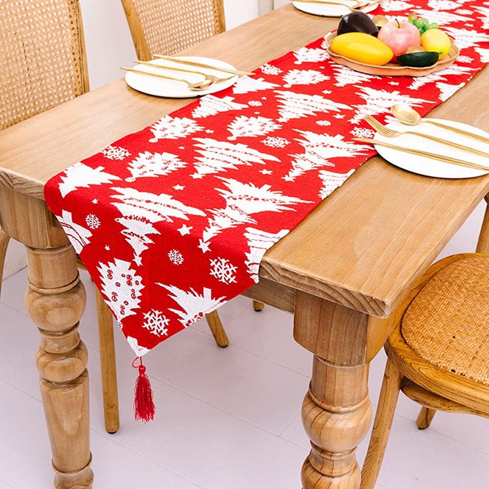 Christmas Table Runner - Table Runners for Dining Room, Snowflake Dining Cloth for Xmas Table Decorations