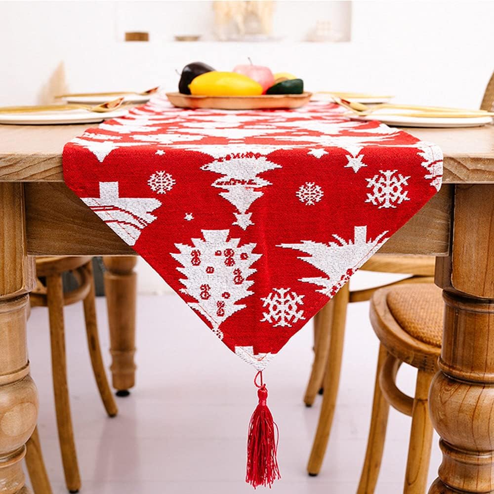 Christmas Table Runner - Table Runners for Dining Room, Snowflake Dining Cloth for Xmas Table Decorations