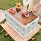 Camping Collapsible Storage Bin with Wooden Lid