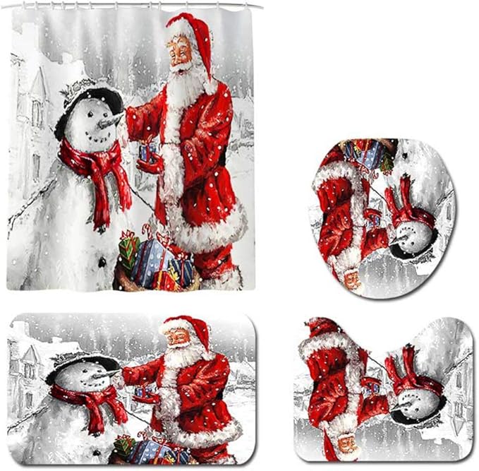 4 PCS Christmas Bathroom Decorations Set