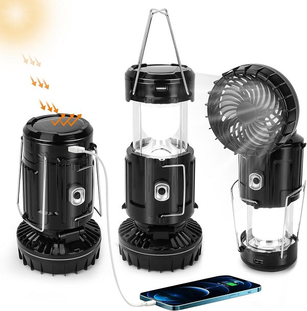 Rechargeable Solar Powered Camping Light With Fan