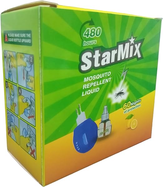 StarMix Insect and Mosquito Repellent Device Supports Liquid Comes with Mosquito Killer Liquid for Home - Multi Color Effective and Last Over 480 Hours