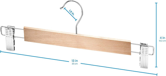 High-Grade Wooden Hangers with Metal Clips 3PCS