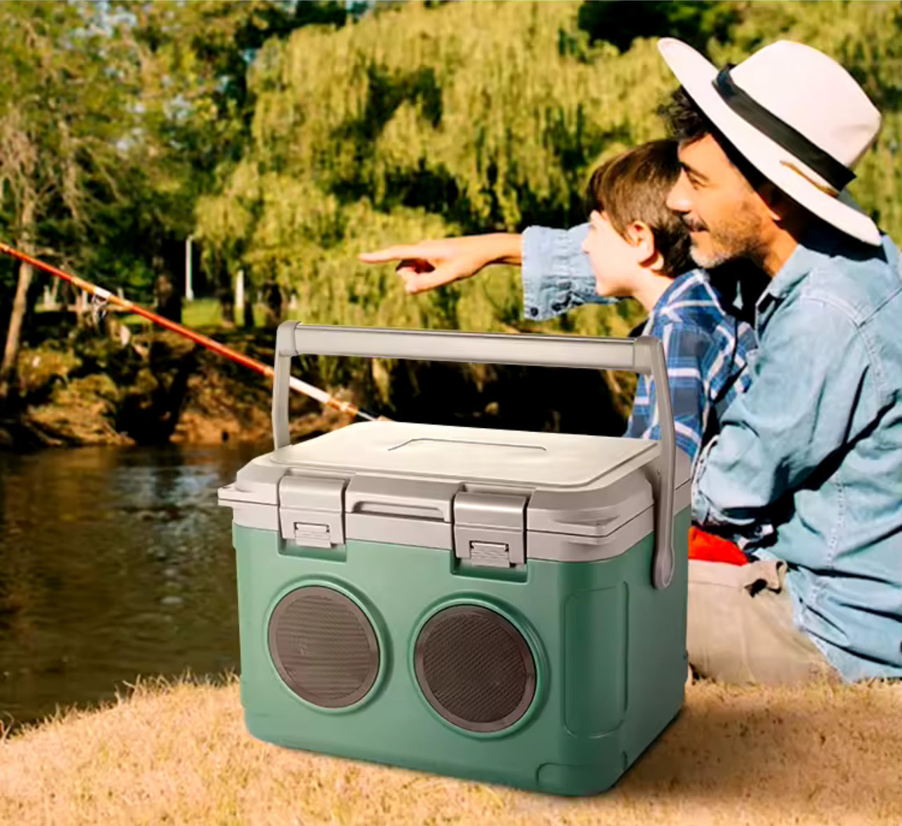 21L Cooler Box with Speaker, Portable PE Insulated Ice Box Cooler-PreOrder Sales Only!