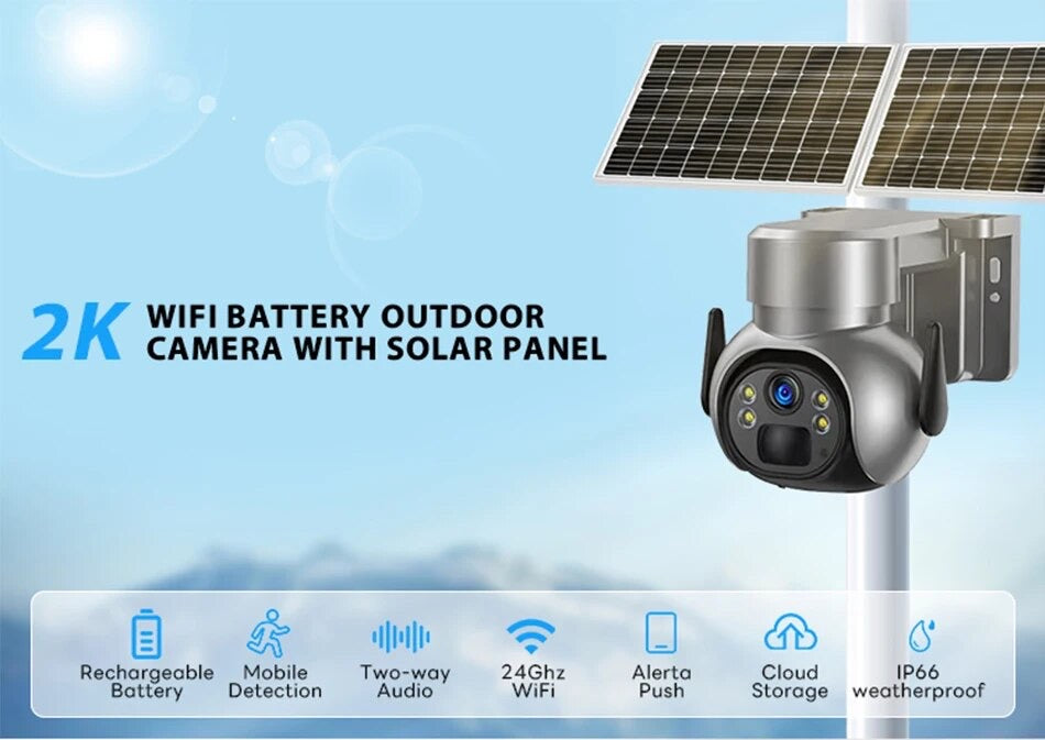 Outdoor wifi/4G Sim Card Camera Mini Solar Panel Security Surveillance Camera 7500mAh IP66 Wireless 2 Way Talk DetectCamera