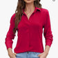 Womens Chiffon Blouses Button-Down Shirts Soft Tops Collared Casual Work Shirt