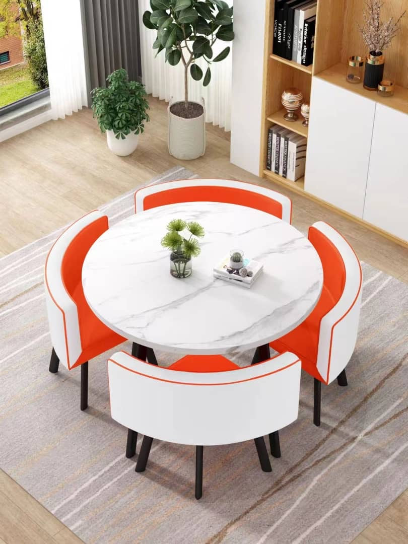 Modern Marble Top (MDF)Dining Table and Chairs Set 5pc - PreOder Sales Now Open