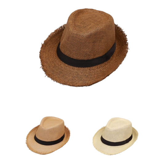 Unisex Summer Straw Hats Beach Sun Hats Frayed Crochet