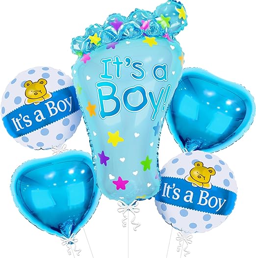 Baby Boy Balloons - 30 Inch, Pack of 5 It's A Boy Balloon Set