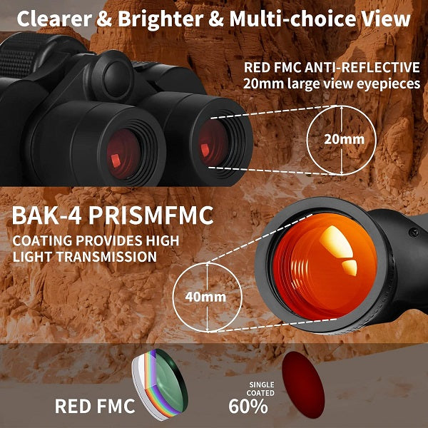 Red Coating Telescopic Binoculars