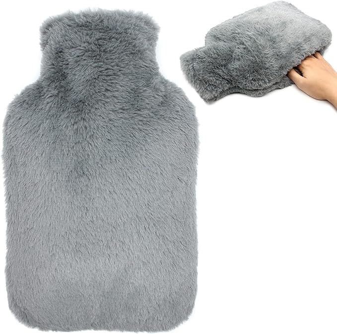 Hot Water Bottle, Soft Furry Cover with Hand Pocket