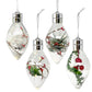 Oval Light Up Christmas Tree Ball Ornaments with Snow and Variety of Plants