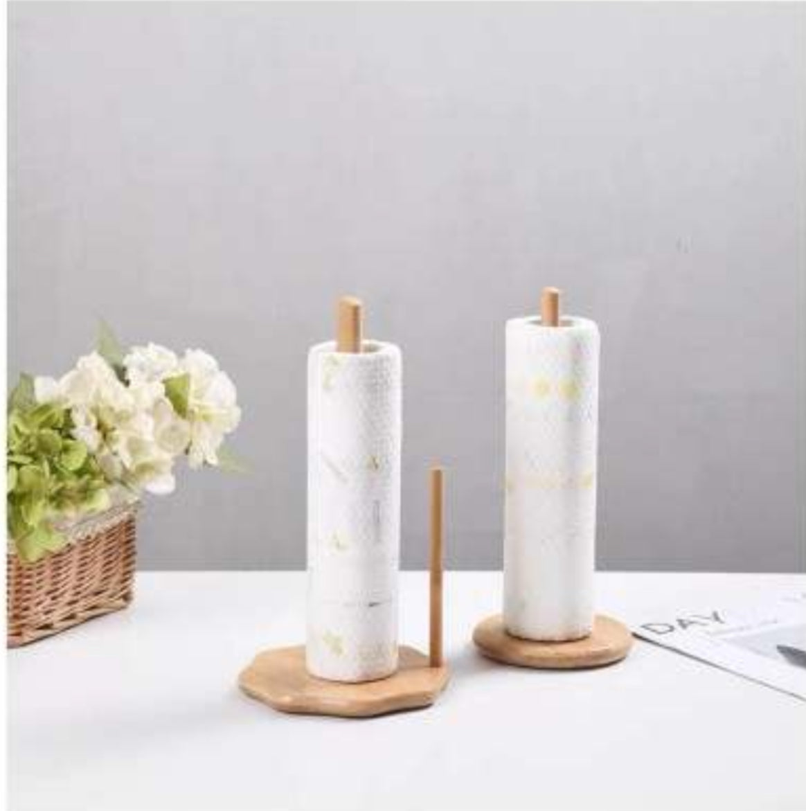 Wooden Paper Towel Holder Sq Base