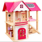 Kids Wooden Doll House with Doll Room Furniture Toys