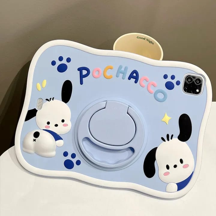 Pochacco Cartoon Silica Gel Soft 360°Rotating Bracket Tablet Case