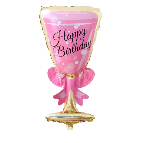 5 Set Happy Birthday Wine Glasses Foil Balloons Bouquet