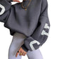 Women's Long Sleeve Baggy Sweatshirt Ladies Fleece Pullover Jumper Top Oversized