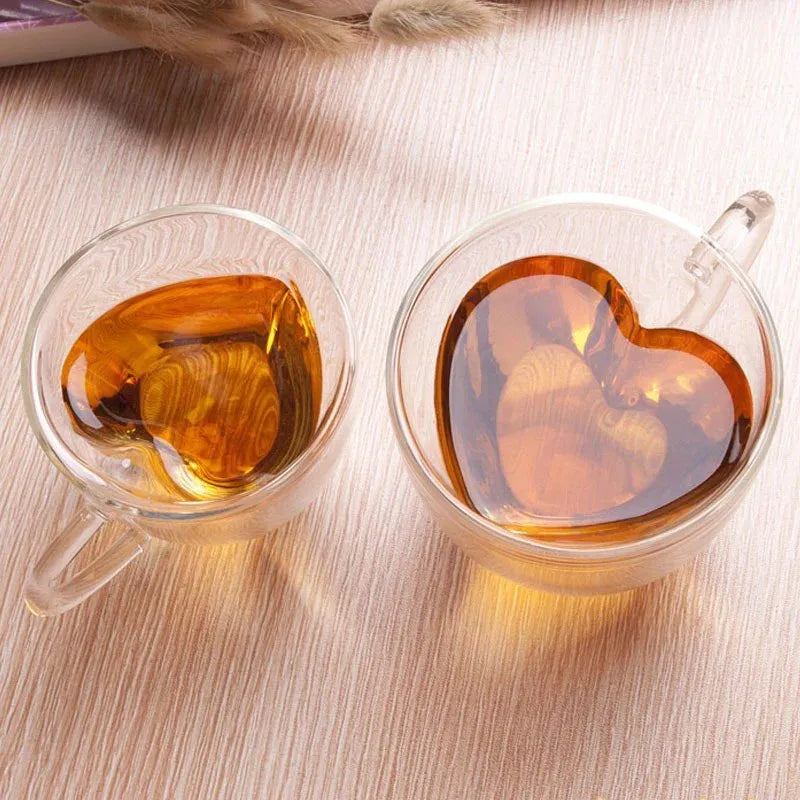 Heart Shaped Double Wall Drinking Glass