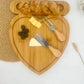 1pc Bamboo Cheese Knife & Fork & 1pc Cutting Board